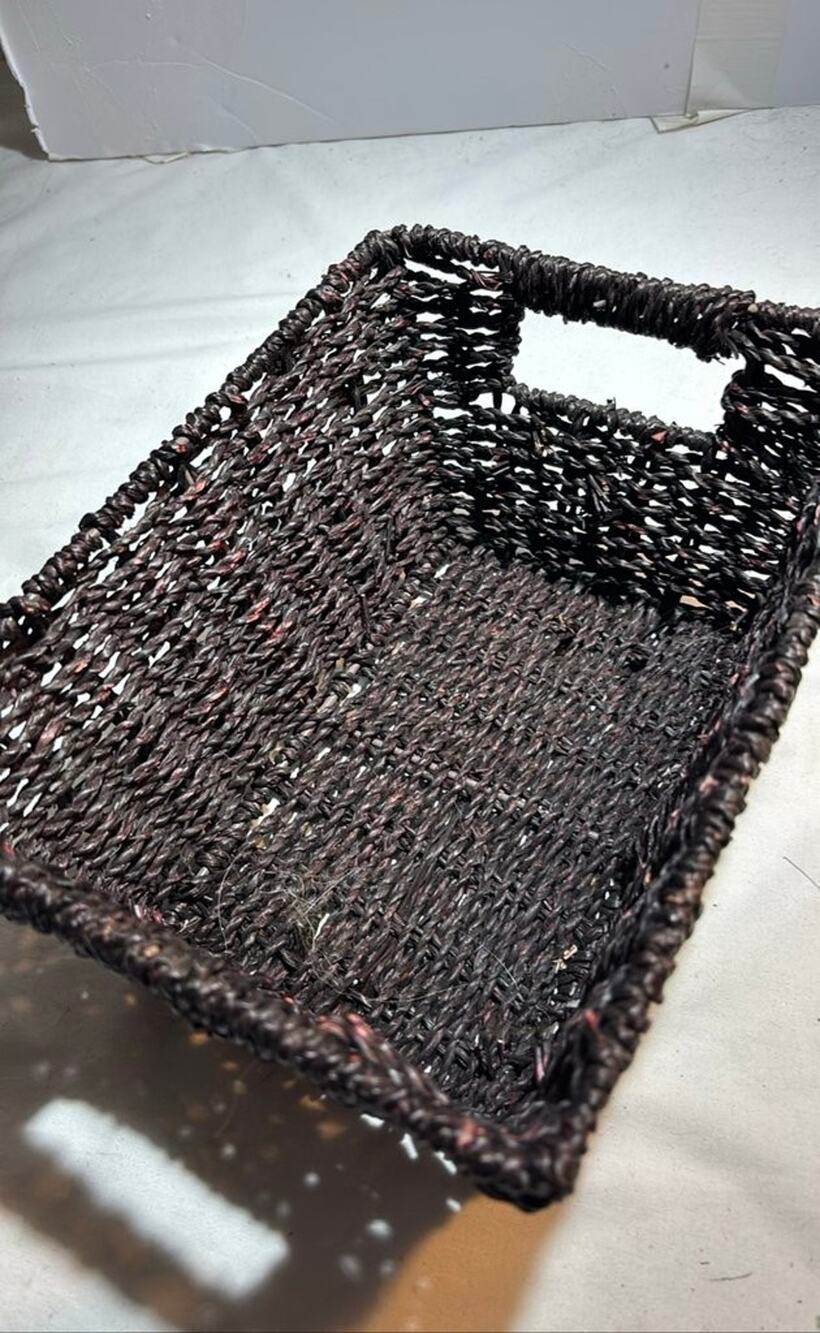 Handwoven Dark Brown Rectangular Basket